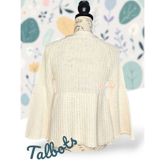 Talbots Knit Bell Sleeves Button Front Cardigan Ivory Small - Picture 3 of 16